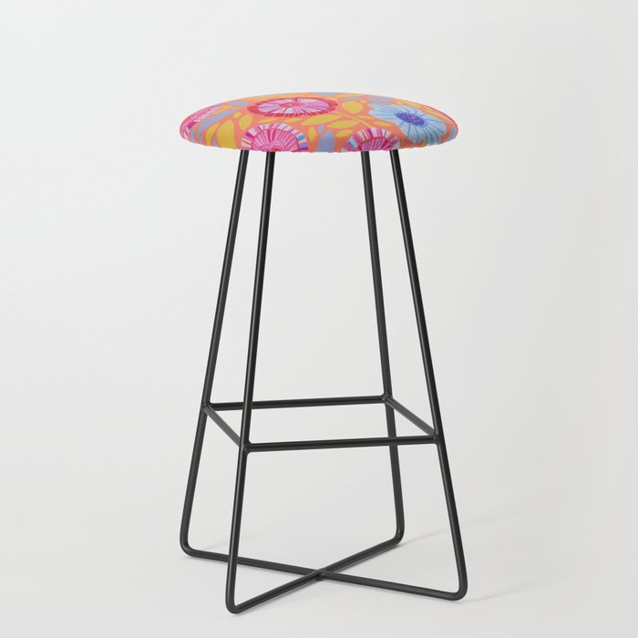 Folk Floral Blossoms in Sweet Peach Stool Gallery Image 1