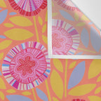 Folk Floral Blossoms in Sweet Peach Wall Tapestry Gallery Image 3
