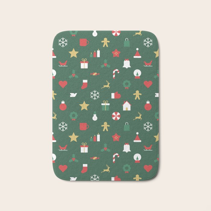 Geometric christmas decoration pattern Bath Mat Gallery Image 1