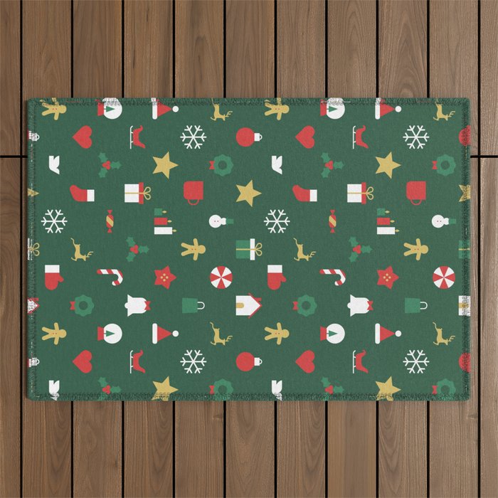 Geometric christmas decoration pattern Outdoor Rug Gallery Image 1