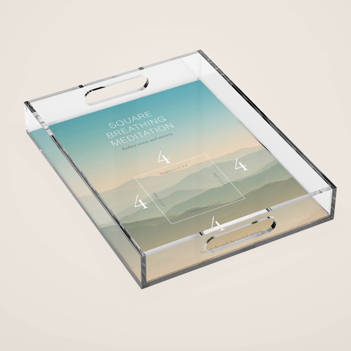 Square breathing meditation Acrylic Tray Gallery Image 1
