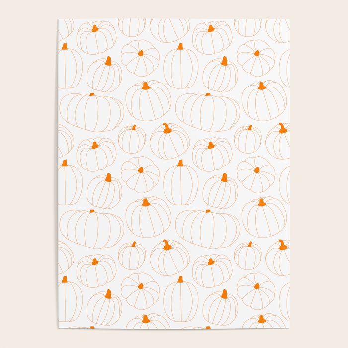 Autumn pumpkin vegetable pattern Poster Gallery Image 1
