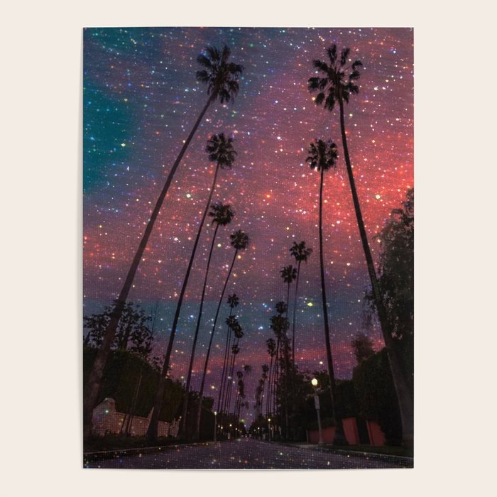 A magical sunset in Los Angeles | glitter | sparkle | palms | palm | sky | art prints |evening  Poster Gallery Image 4