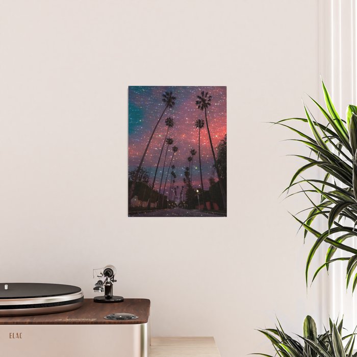 A magical sunset in Los Angeles | glitter | sparkle | palms | palm | sky | art prints |evening  Poster Gallery Image 2