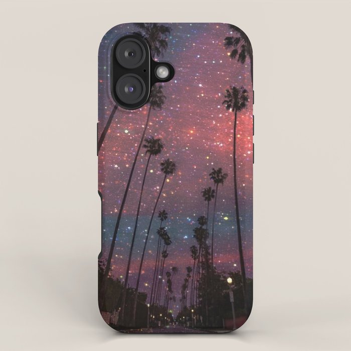 A magical sunset in Los Angeles | glitter | sparkle | palms | palm | sky | art prints |evening  iPhone Case Gallery Image 1