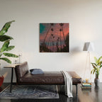 A magical sunset in Los Angeles | glitter | sparkle | palms | palm | sky | art prints |evening  Wood Wall Art Gallery Image 2