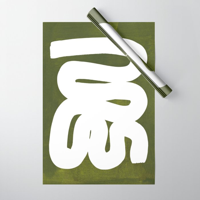 Olive Green Wiggle Run Wrapping Paper Gallery Image 1