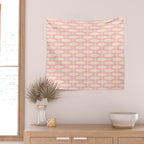 Coastal Fish Minimal Pattern in Soft Pink Baby Blue Cream Wall Tapestry Gallery Image 2