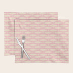 Coastal Fish Minimal Pattern in Soft Pink Baby Blue Cream Placemat Gallery Image 1