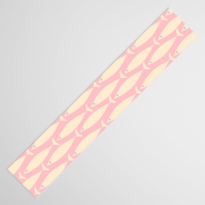 Coastal Fish Minimal Pattern in Soft Pink Baby Blue Cream Table Runner Gallery Image 3