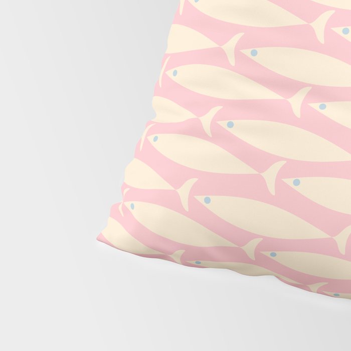 Coastal Fish Minimal Pattern in Soft Pink Baby Blue Cream Pillow Sham Gallery Image 4