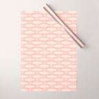 Coastal Fish Minimal Pattern in Soft Pink Baby Blue Cream Wrapping Paper Gallery Image 1