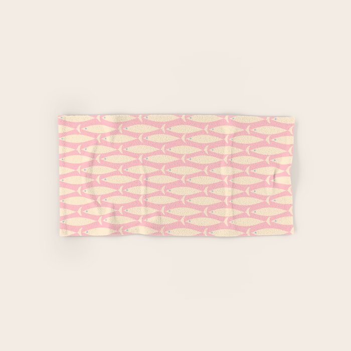 Coastal Fish Minimal Pattern in Soft Pink Baby Blue Cream Bath Towel Gallery Image 1