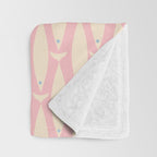 Coastal Fish Minimal Pattern in Soft Pink Baby Blue Cream Throw Blanket Gallery Image 3