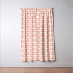 Coastal Fish Minimal Pattern in Soft Pink Baby Blue Cream Window Curtain Gallery Image 3