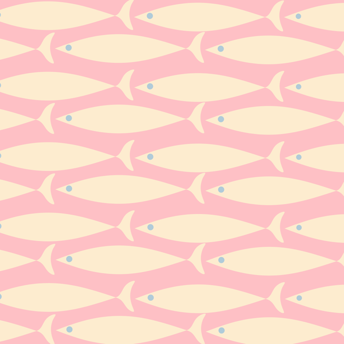 Coastal Fish Minimal Pattern in Soft Pink Baby Blue Cream Coffee Mug Gallery Image 2