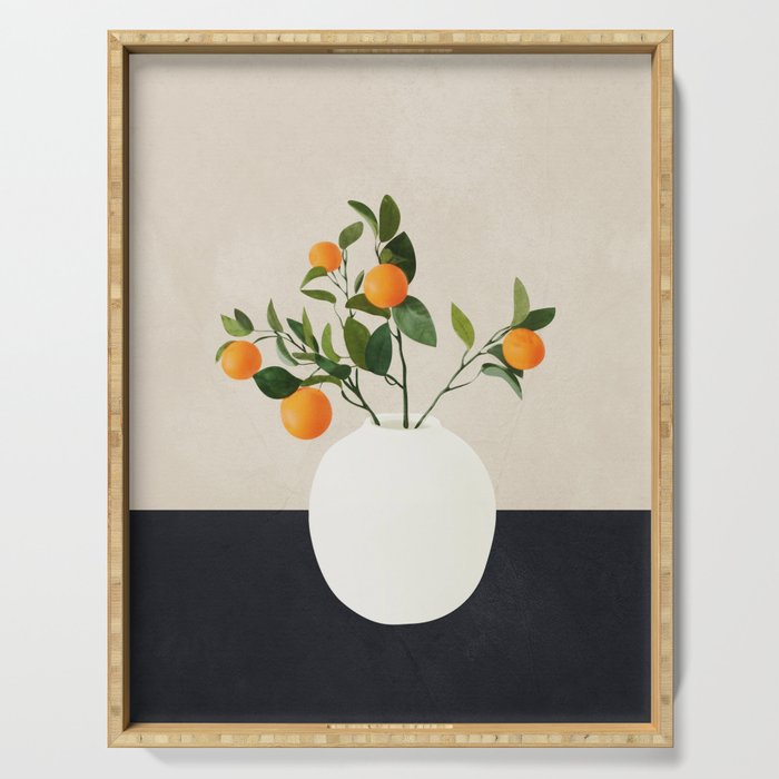  Orange Tree Branch in a Vase 01 Serving Tray Gallery Image 1