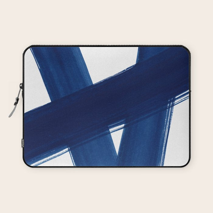 Indigo Abstract Brush Strokes | No. 4 Laptop Sleeve Gallery Image 1