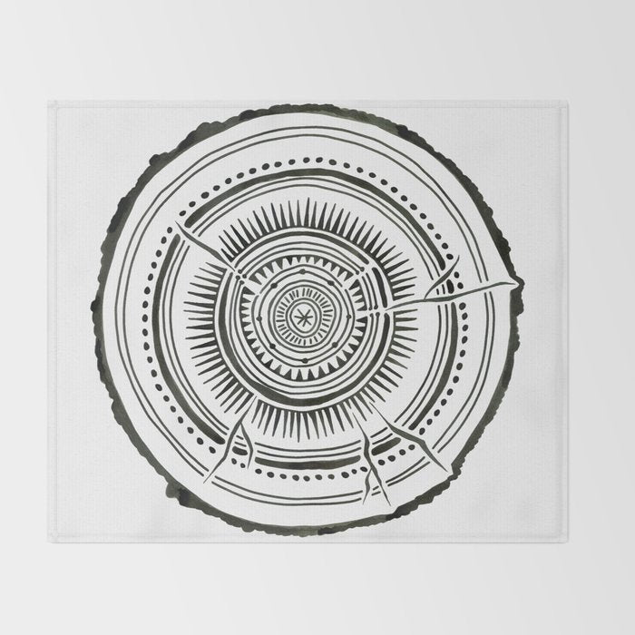 Quaking Aspen - Black Tree Rings Throw Blanket Gallery Image 2