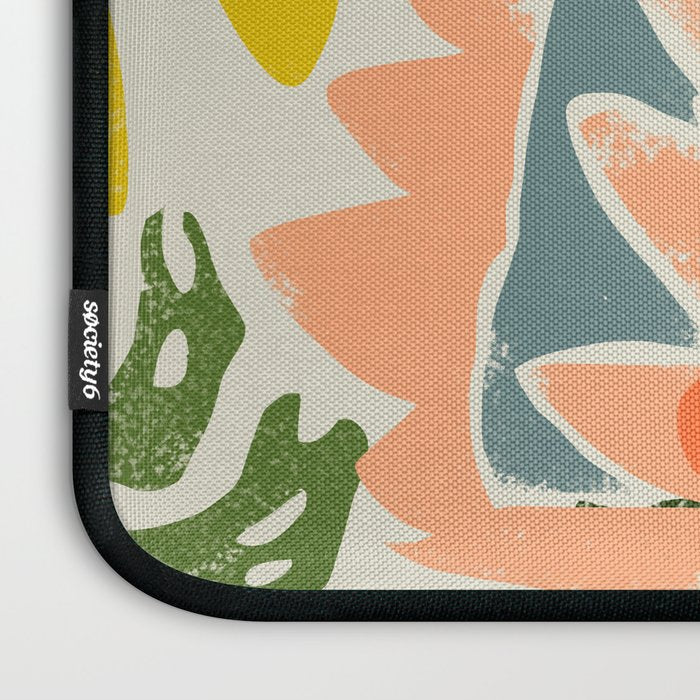 Flowers & Rain, Summer Floral Nature Botanical Painting, Modern Colorful Bohemian Illustration Laptop Sleeve Gallery Image 3