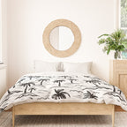 Black and white palm tree beach doodle pattern Duvet Cover Gallery Image 3