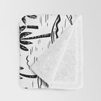 Black and white palm tree beach doodle pattern Throw Blanket Gallery Image 3