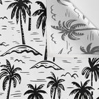 Black and white palm tree beach doodle pattern Wall Tapestry Gallery Image 3