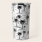 Black and white palm tree beach doodle pattern Travel Mug Gallery Image 1