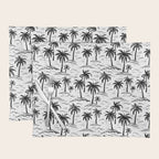 Black and white palm tree beach doodle pattern Placemat Gallery Image 1