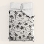 Black and white palm tree beach doodle pattern Comforter Gallery Image 6