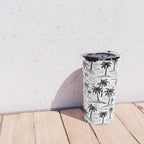 Black and white palm tree beach doodle pattern Travel Mug Gallery Image 4