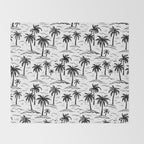 Black and white palm tree beach doodle pattern Throw Blanket Gallery Image 2