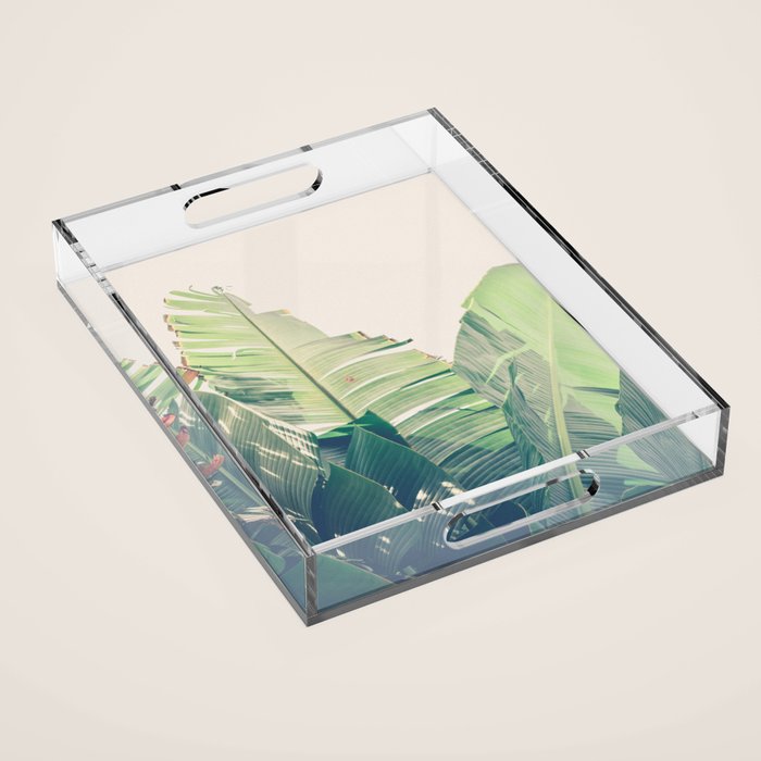 Diversity - tropical banana leaf photograph Acrylic Tray Gallery Image 1