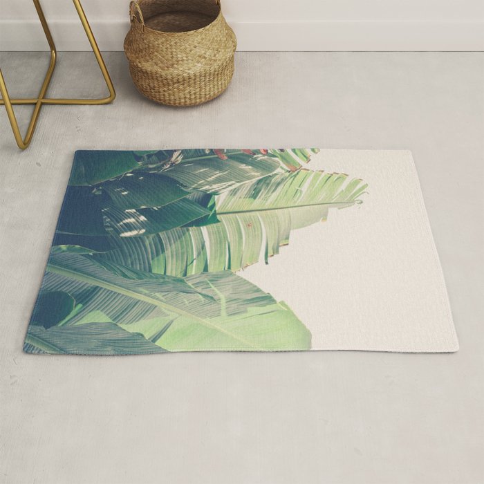 Diversity - tropical banana leaf photograph Rug Gallery Image 1