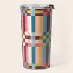 Woven Checks and Stripes Multicolored Travel Mug Gallery Image 2