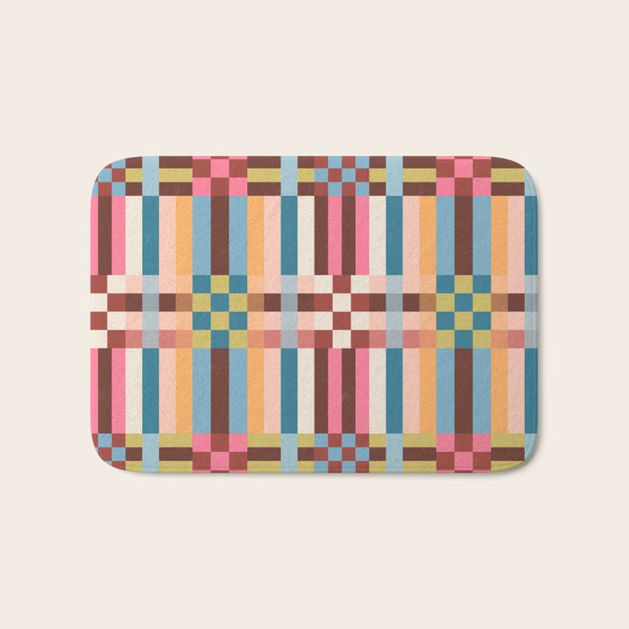 Woven Checks and Stripes Multicolored Bath Mat Gallery Image 1