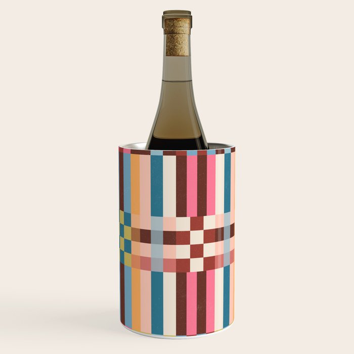 Woven Checks and Stripes Multicolored Wine Chiller Gallery Image 1