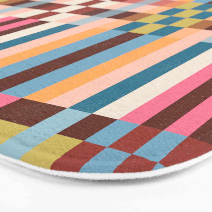 Woven Checks and Stripes Multicolored Bath Mat Gallery Image 3