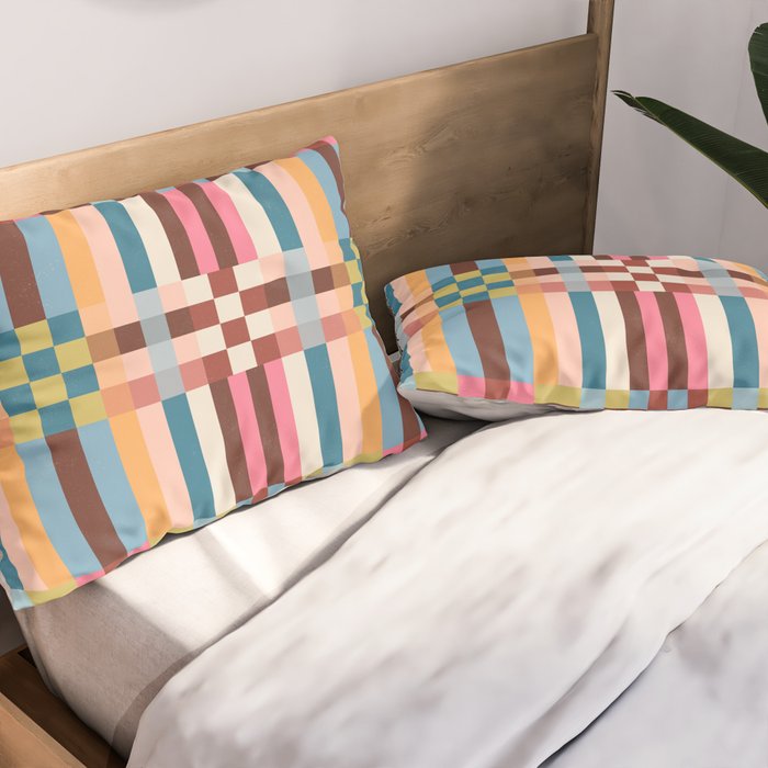 Woven Checks and Stripes Multicolored Pillow Sham Gallery Image 2