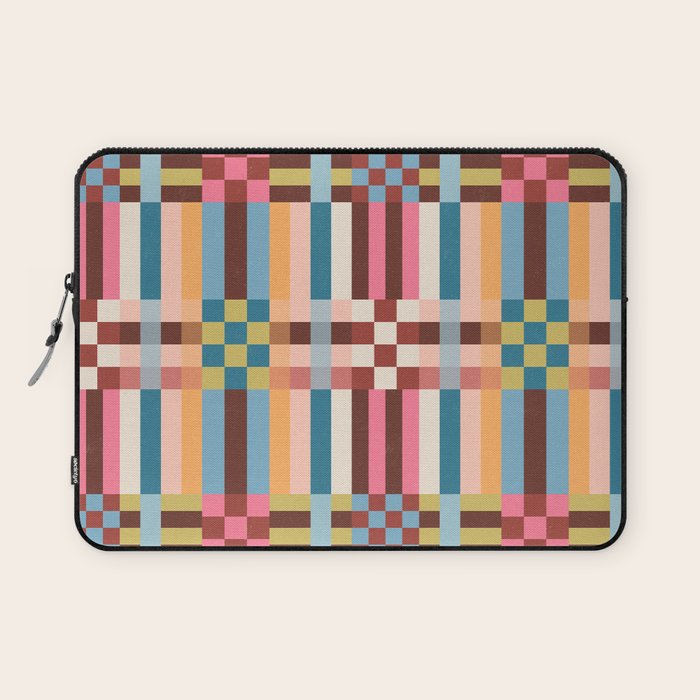 Woven Checks and Stripes Multicolored Laptop Sleeve Gallery Image 1
