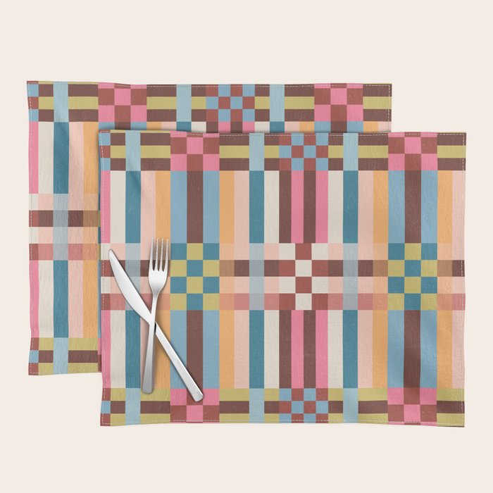 Woven Checks and Stripes Multicolored Placemat Gallery Image 1