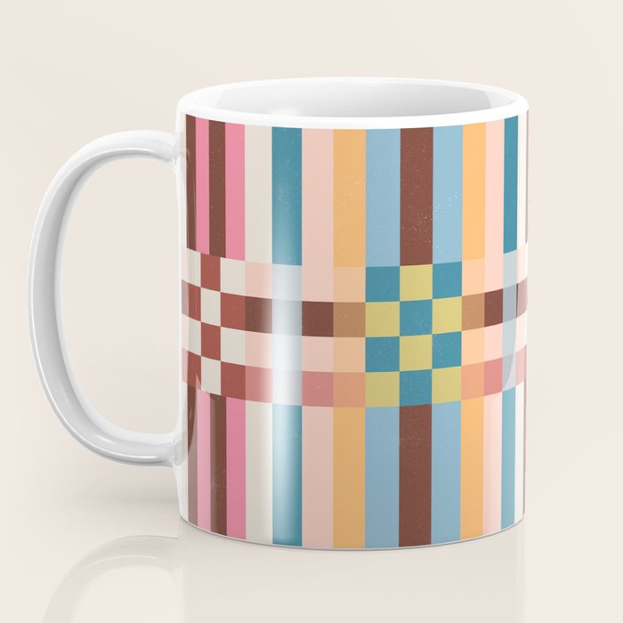 Woven Checks and Stripes Multicolored Coffee Mug Gallery Image 3