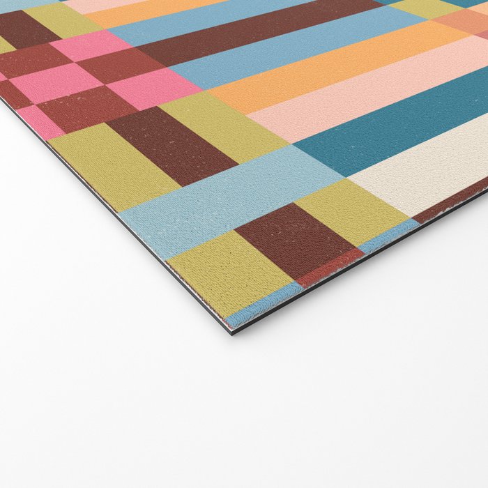 Woven Checks and Stripes Multicolored Welcome Mat Gallery Image 2