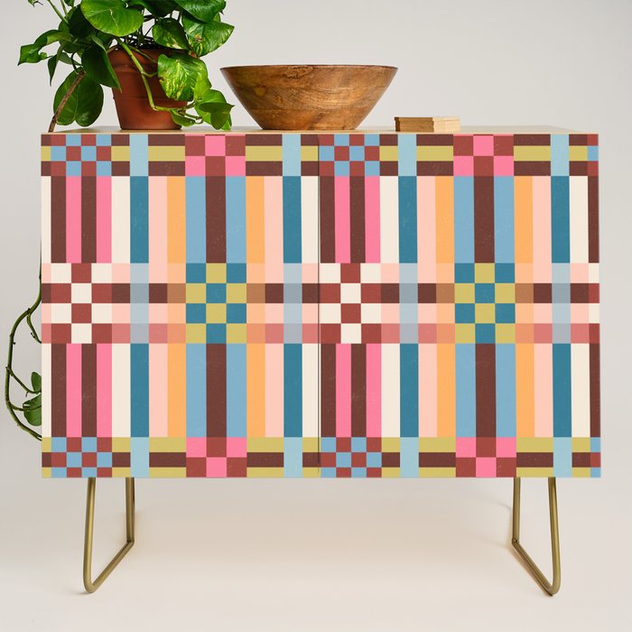 Woven Checks and Stripes Multicolored Credenza Gallery Image 1