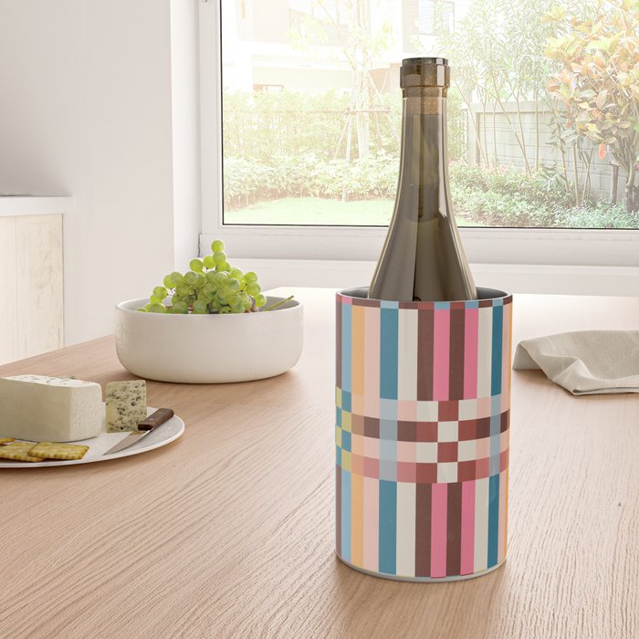 Woven Checks and Stripes Multicolored Wine Chiller Gallery Image 4