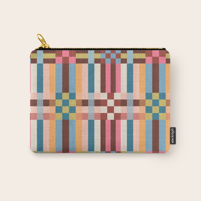 Woven Checks and Stripes Multicolored Carry All Pouch Gallery Image 1