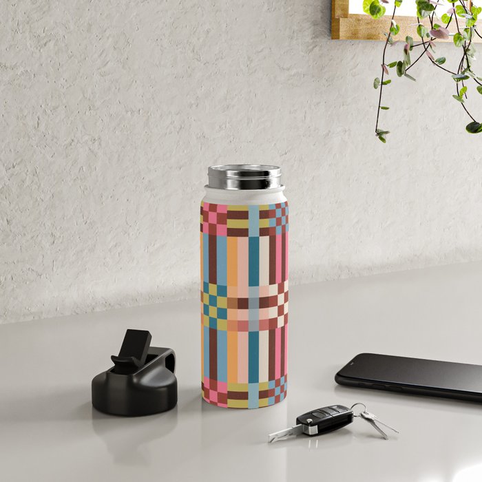 Woven Checks and Stripes Multicolored Water Bottle Gallery Image 4