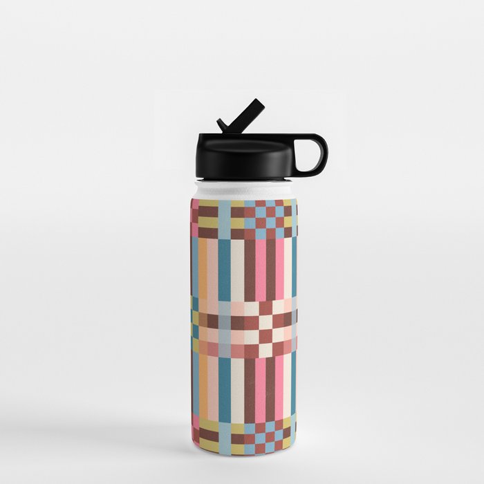 Woven Checks and Stripes Multicolored Water Bottle Gallery Image 1