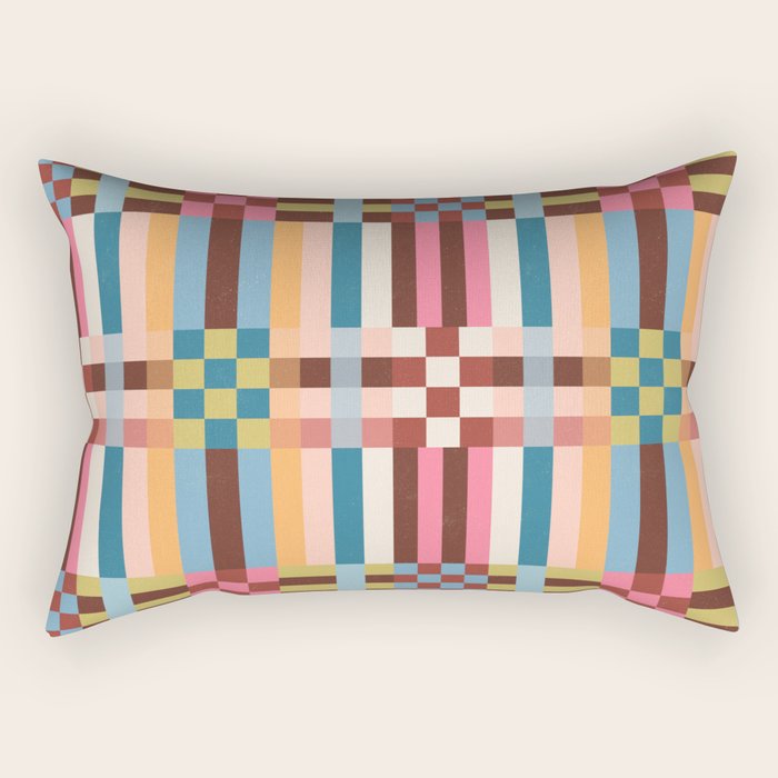 Woven Checks and Stripes Multicolored Rectangular Pillow Gallery Image 2