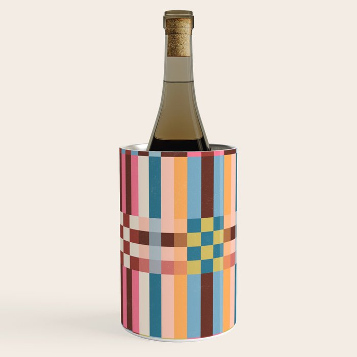 Woven Checks and Stripes Multicolored Wine Chiller Gallery Image 2